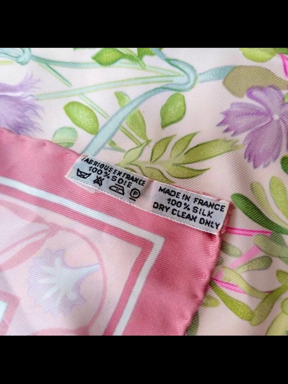 Hermes Pink Floral Print Silk Square Scarf